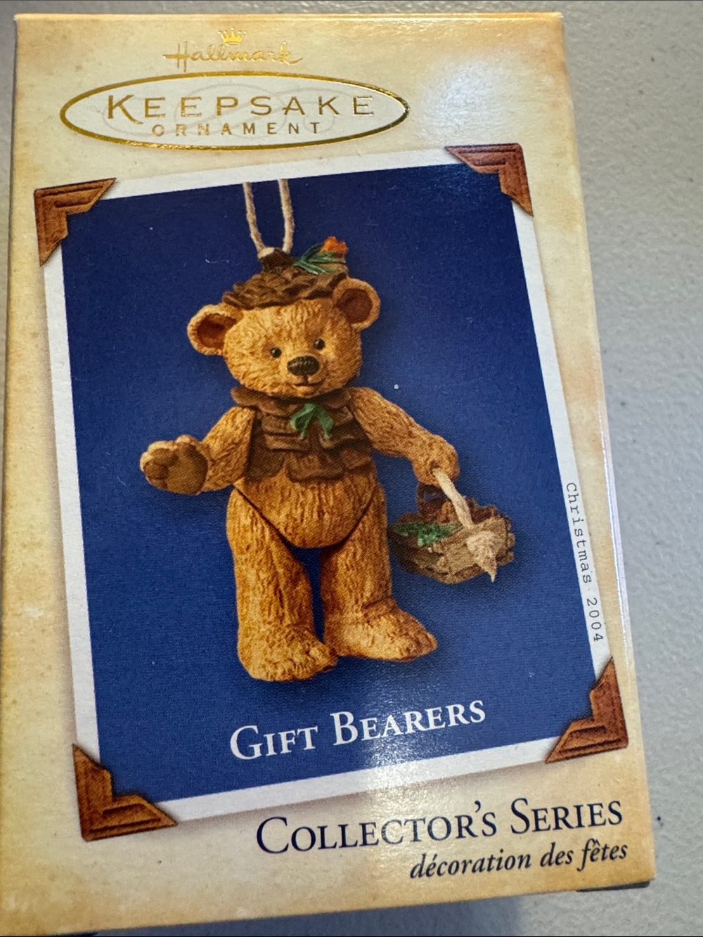 Hallmark Brown Teddy Bear Keepsake Ornament with Green Accents